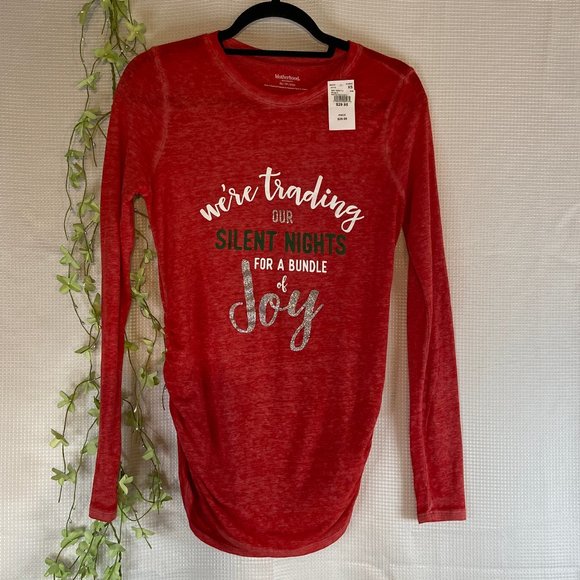 Motherhood Maternity Holiday Long Sleeve T-Shirt Red Extra Small - Picture 3 of 8